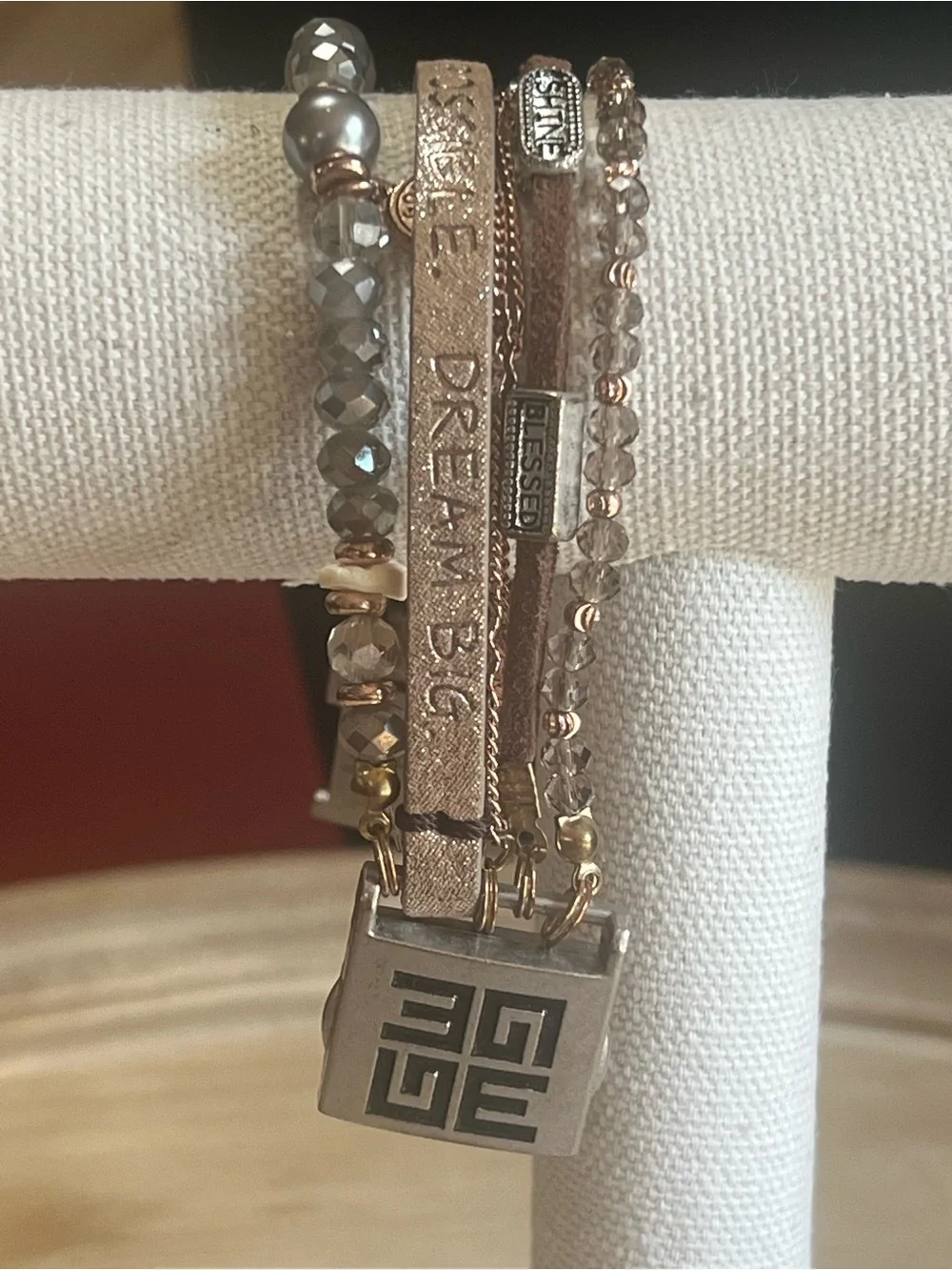 Multi-Strand Leather & Bead Bracelet - Inspirational Detail